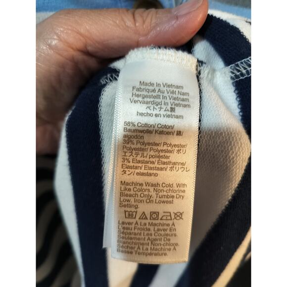 3464) J Crew Factory  Women's Blue Striped Button Front Pullover Top Small - Picture 6 of 6